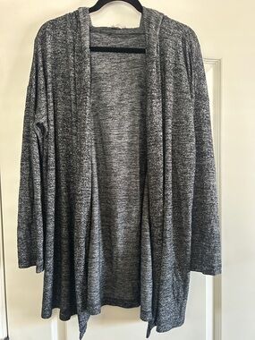 LOFT Heathered Charcoal Open-Front Cardigan